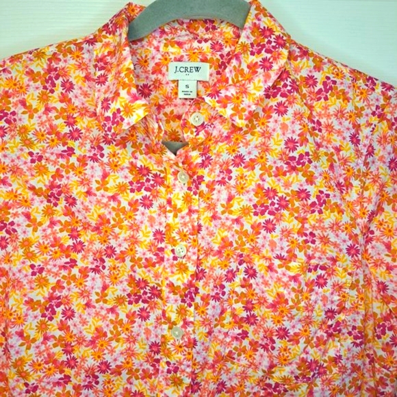 J. Crew Pink Floral Button Down Shirt Size Small - Picture 3 of 8